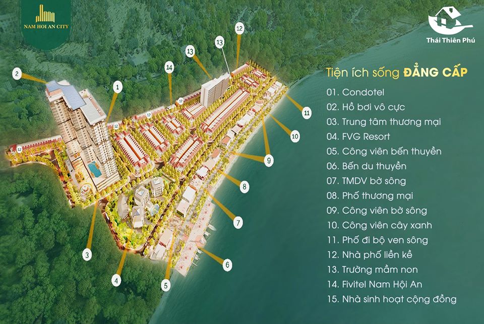 Bán nhà phố shophouse Nam Hội An City, sơ đồ tiện ích nội khu dự án